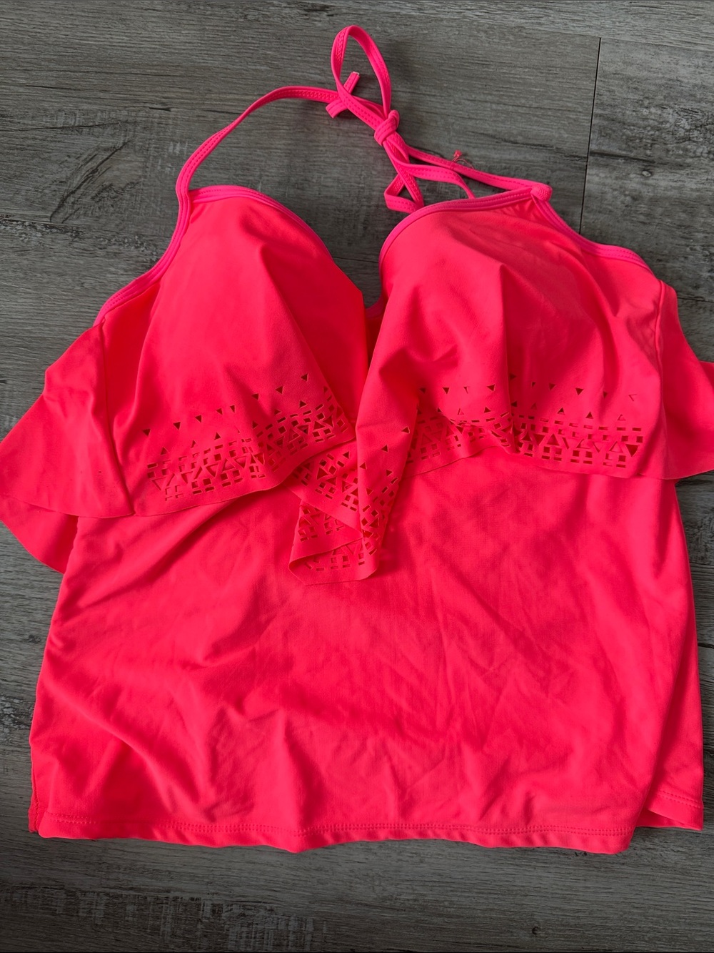 Rue21 Neon Coral Flounce Tankini Top